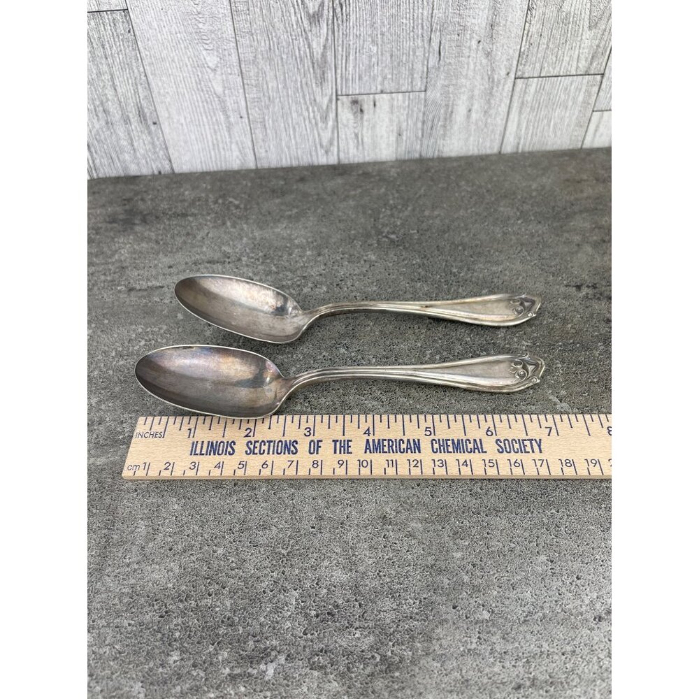 VTG WM A Rodgers 1910 Abington Pattern Serving Spoons Silver Plate Set of 2 - Picture 5 of 5